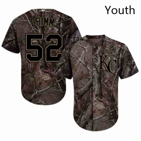 Youth Majestic Kansas City Royals 52 Justin Grimm Authentic Camo Realtree Collection Flex Base MLB Jersey